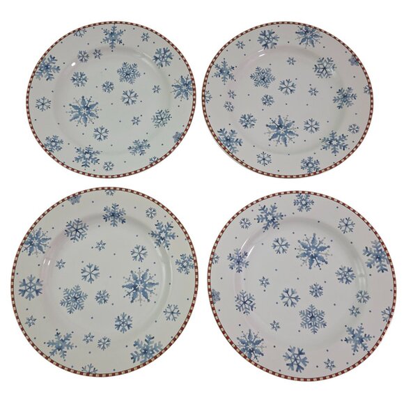 Sakura Debbie Mumm Snowflake 8” Stoneware Salad Luncheon Plates – Set of 4 - Picture 8 of 16